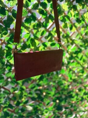 Leather Crossbody Clutch in Deep Burgundy